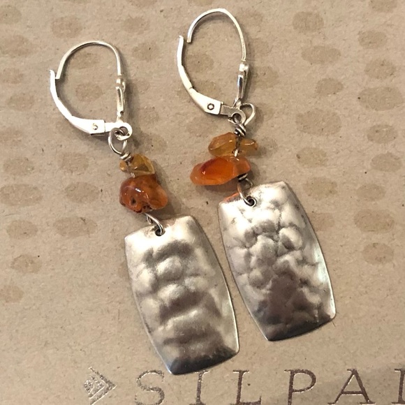 Rare Vintage Silpada Sterling Silver Citrine and Carnelian Stone Earrings W0887 - Picture 3 of 16